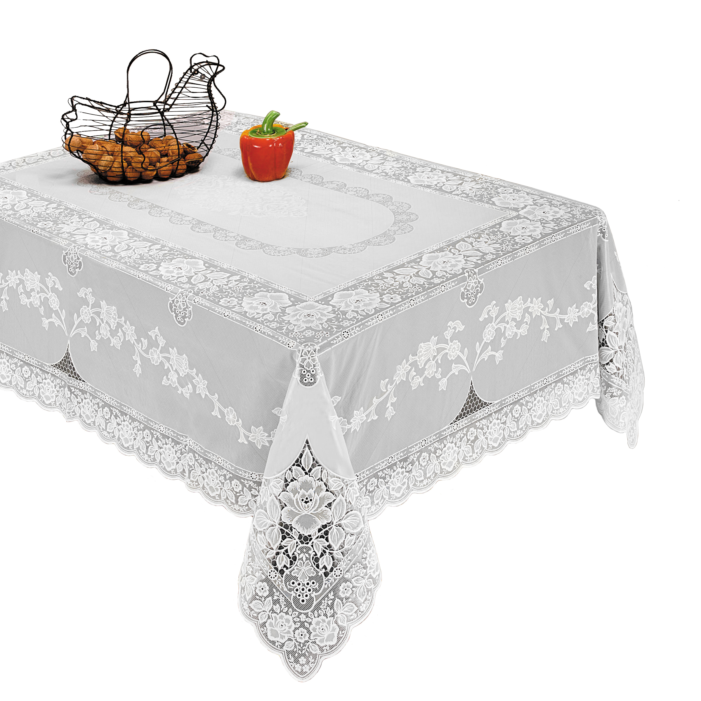 Luxurious Vinyl Lace Embossed Floral Design Tablecloths